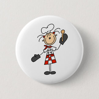 Kochs-Mädchen mit hölzernen Löffel-Knöpfen Button