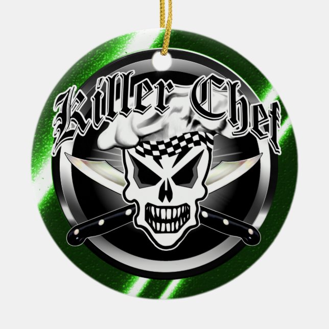 Kochs-Schädel und gekreuzte Kochs-Messer 2 Keramik Ornament (Vorne)