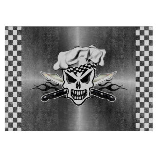 Kochs-Schädel und lodernde Kochs-Messer 2 Schneidebrett