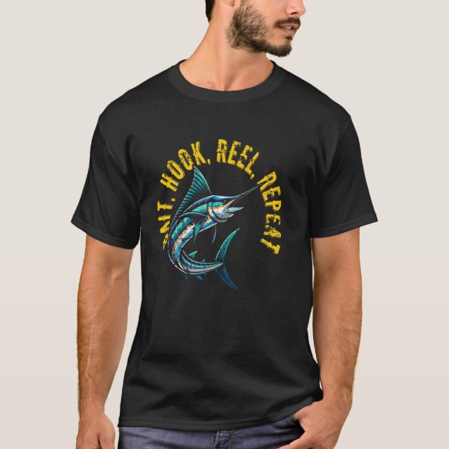 Köder Angelrolle Wiederholen Großer Fisch Springt  T-Shirt (Vorderseite)
