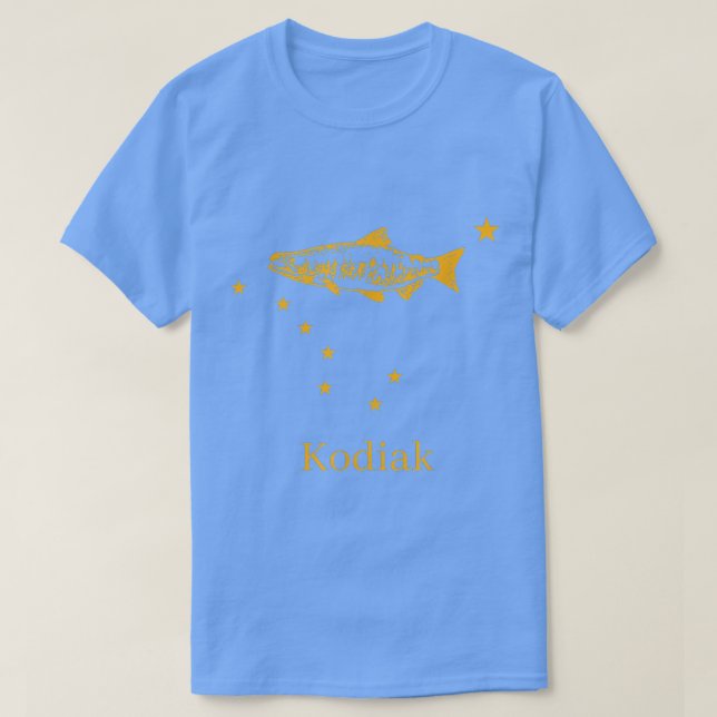 Kodiak Alaska Staatsflagge Lachs Fischen T-Shirt (Design vorne)