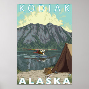 Kodiak, AlaskaBush Flugzeug Fischerei Poster