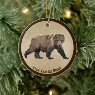 Kodiak-Bär auf altem Papier Keramik Ornament