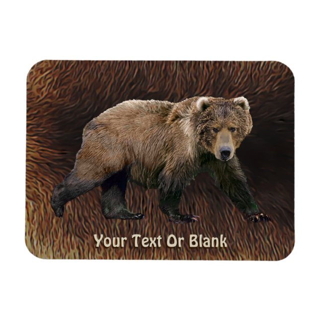 Kodiak-Bär auf Kariou-Fur Magnet (Horizontal)
