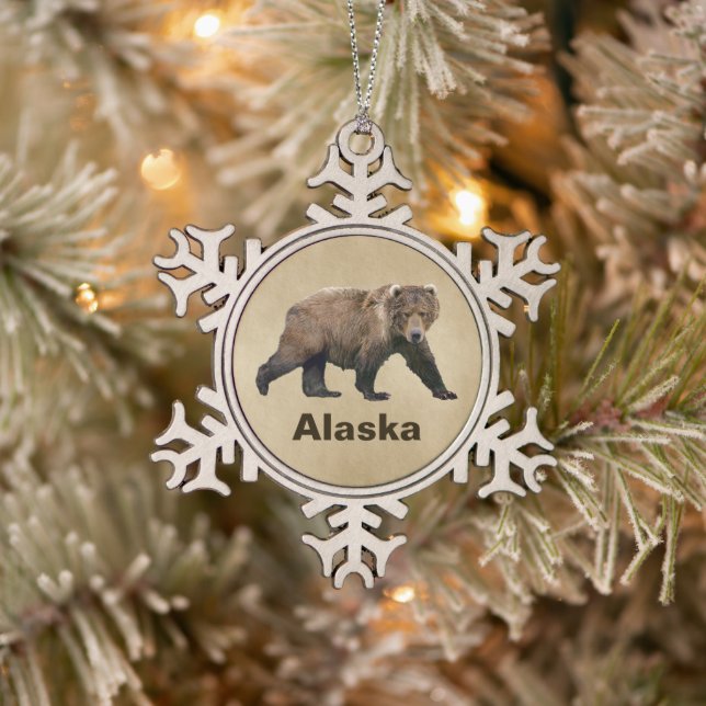 Kodiak Bear Schneeflocken Zinn-Ornament (Baum)