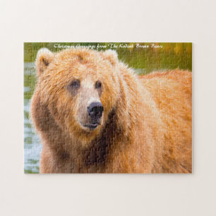 Kodiak Brown Bears. Weihnachtsgrüße Puzzle