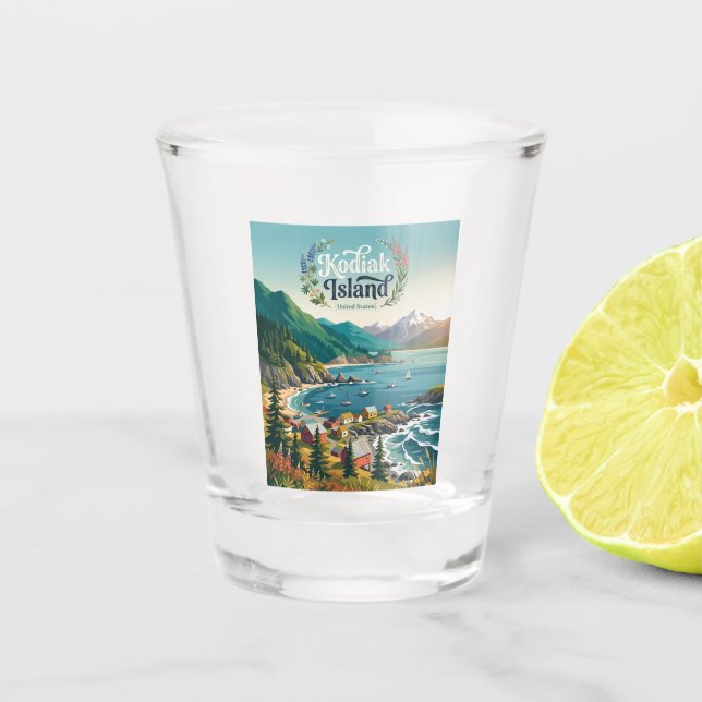 Kodiak-Insel Alaska Schnapsglas (Vorderseite)