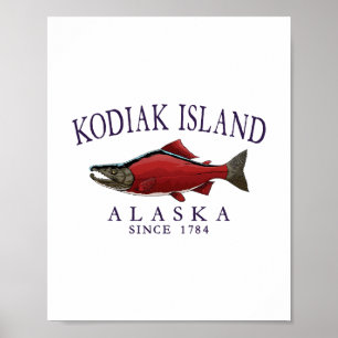 Kodiak Island Alaska Lachs Seit 1784 Arched Pflaum Poster