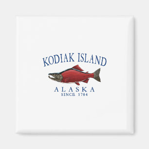 Kodiak Island Alaska Lachs Seit 1784 Navy Blau L Magnet