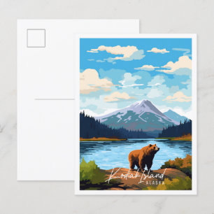 Kodiak Island Alaska Vintage-Reiseillustration Postkarte