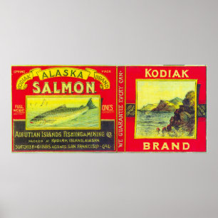 Kodiak Lachs kann LabelKodiak Island, AK Poster