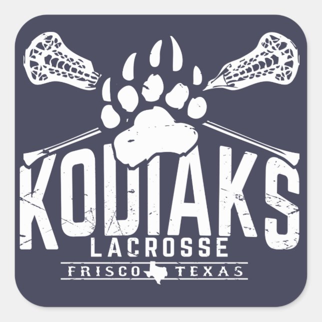 Kodiak Lacrosse - Square Blue Sticker (Vorderseite)