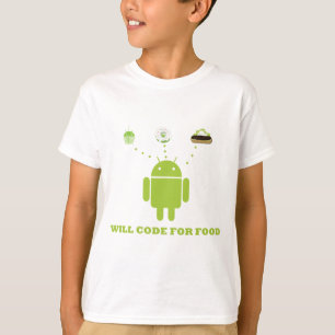 Kodiert für Nahrung (androider Softwareentwickler T-Shirt
