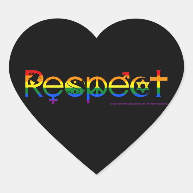 Koexistenz mit Respekts-Gay Pride Herz-Aufkleber (Vorderseite)