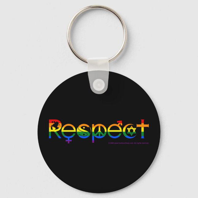 Koexistenz mit Respekts-Gay Pride Schlüsselanhänger (Vorderseite)