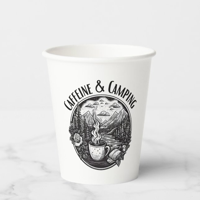 Koffein & Camping Pappbecher (Vorderseite)