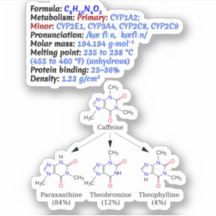 Koffein Chemische Formel C8H10N4O2 - Wissenschaft Aufkleber