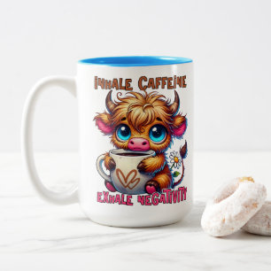 Koffein einatmen, Negativität ausatmen  Zweifarbige Tasse