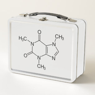 Koffein-Molekül-Chemie-Kaffee-Atome Metall Brotdose