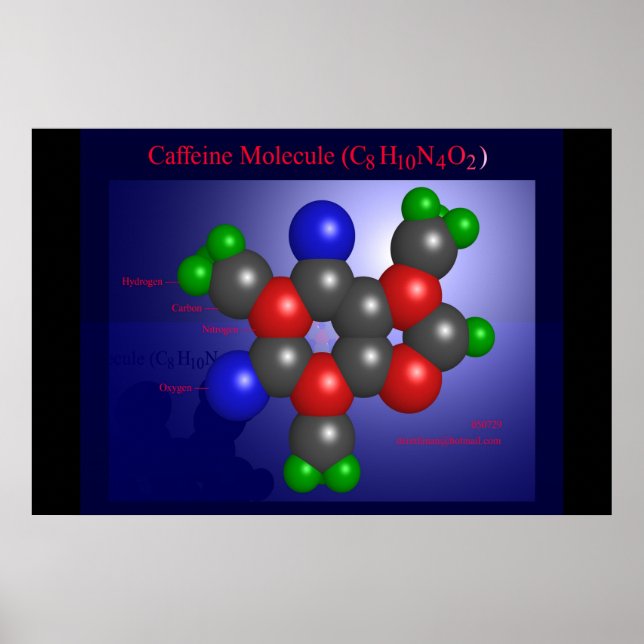 Koffein-Molekül (Druck) Poster (Vorne)