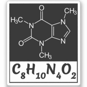 Koffein-Molekülformel - Schwarzer Kaffee Aufkleber