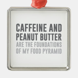 Koffein u. Erdnussbutter Silbernes Ornament