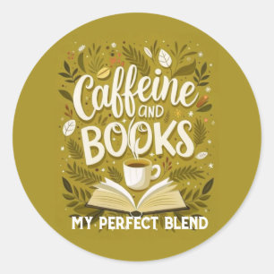 Koffein und Bücher: meine perfekte Mischung, Kalli Runder Aufkleber