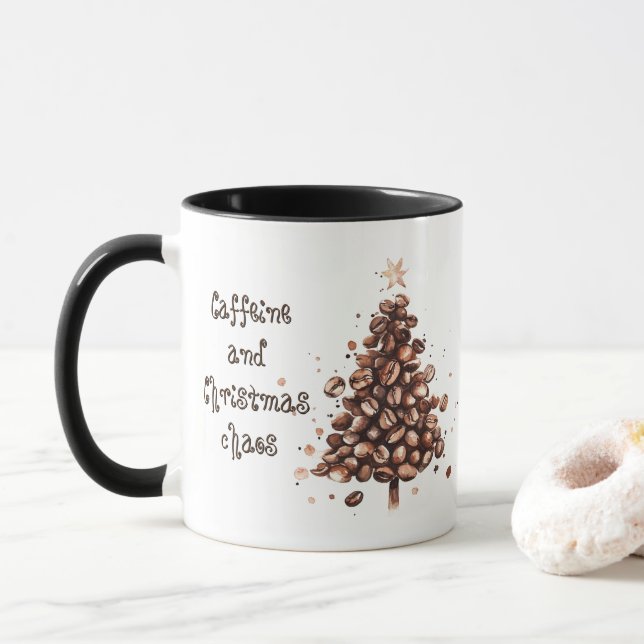 Koffein und Weihnachts-Chaos Weihnachten Tasse (Mit Donut)