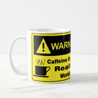 Koffein-warnender Grundstücksmakler Kaffeetasse