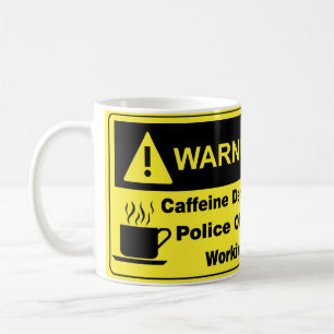 Koffein-warnender Polizeibeamte Tasse