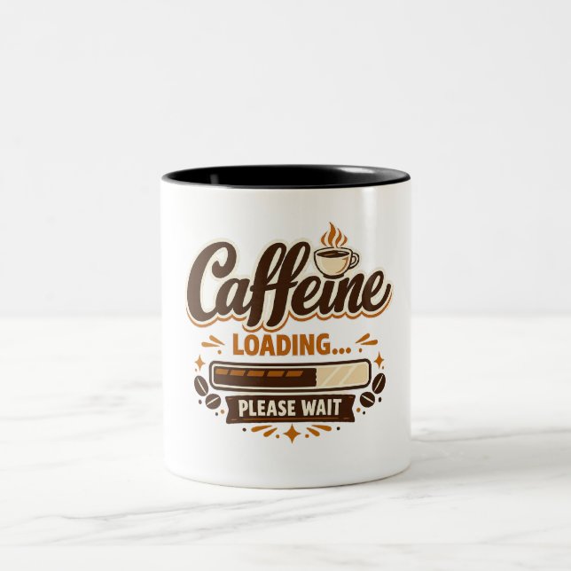 Koffein wird geladen… Bitte warten Zweifarbige Tasse (Mittel)