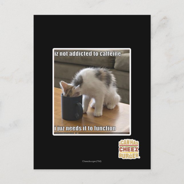 koffeinabhängig postkarte (Vorderseite)