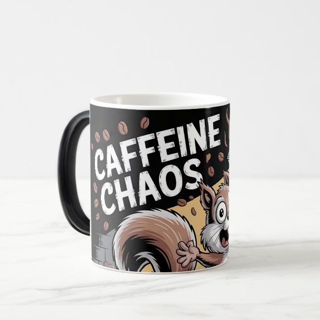 Koffeine Chaos mit Eichhörnchen Verwandlungstasse (Vorderseite Links)
