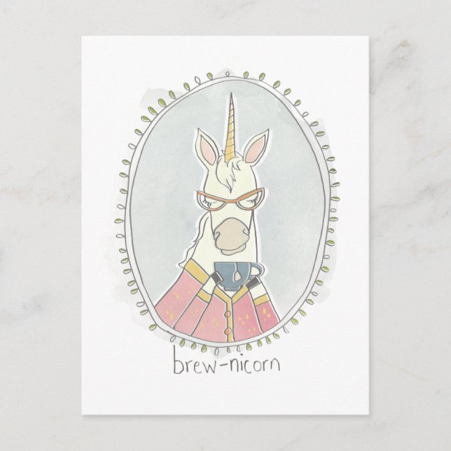 Koffeinierte Süsse | Einhorn aufbrechen Postkarte (Vorderseite)