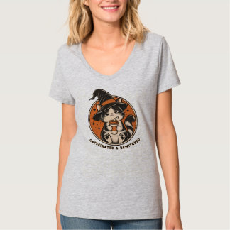 Koffeinierte und verhexte lustige Hexenkatze Hallo T-Shirt