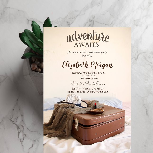 Koffer Hut Lippenstift Ruhestandsparty Einladung (Von Creator hochgeladen)