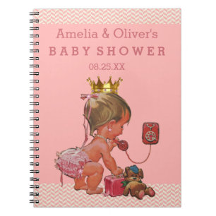 Koffer-Prinzessin auf Telefon-Babyparty-Gast-Buch Notizblock