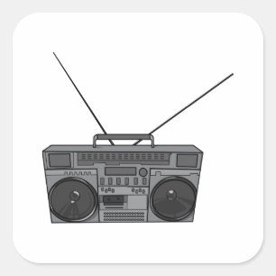 Kofferradio Ghetto Blaster Jambox Radio Kassettenr Quadratischer Aufkleber