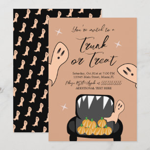 Kofferraum ein Halloween-Geist einladend behandeln Einladung