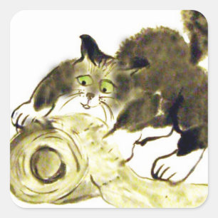 Kofferraum - Küchen- und Toilettenpapier, Sumi-e Quadratischer Aufkleber