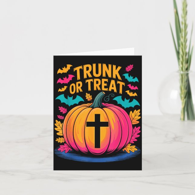 Kofferraum oder Behandlung Halloween-Kostüm Christ Karte (Vorderseite)