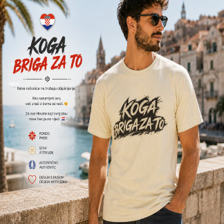 Koga Briga Za To - Kroatische Attitüde Statement T-Shirt