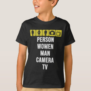 Kognitionstest Person Frau Mann Kamera Tv Lustig A T-Shirt