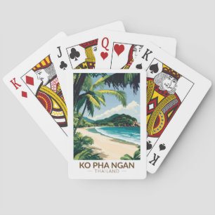 Koh Pha Ngan Thailand Reise Kunst Vintage Spielkarten