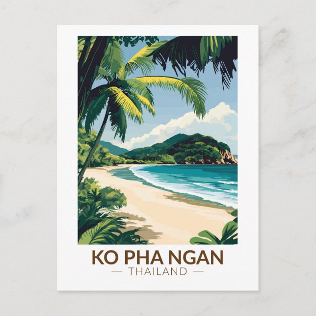 Koh Pha Ngan Thailand Reisen Kunst Vintag Postkarte (Vorderseite)