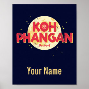 Koh Phangan auf der Vintagen Insel Thailand Poster