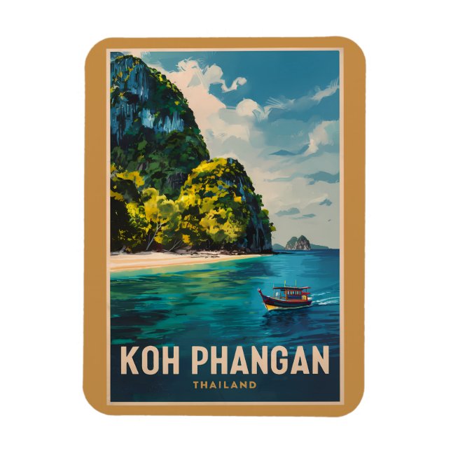 Koh Phangan Thailand Reisen Art Vintag Magnet (Vertikal)