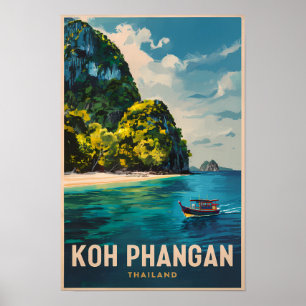 Koh Phangan Thailand Reisen Art Vintag Poster