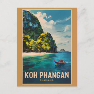 Koh Phangan Thailand Reisen Art Vintag Postkarte