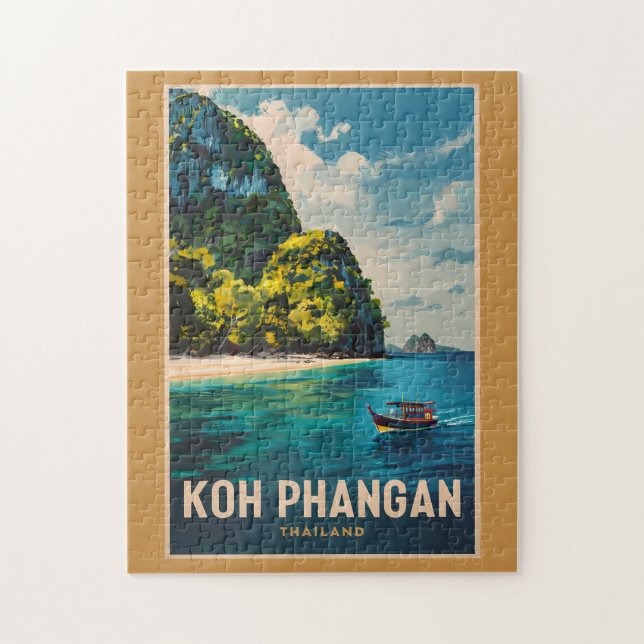 Koh Phangan Thailand Reisen Art Vintag Puzzle (Vertikal)